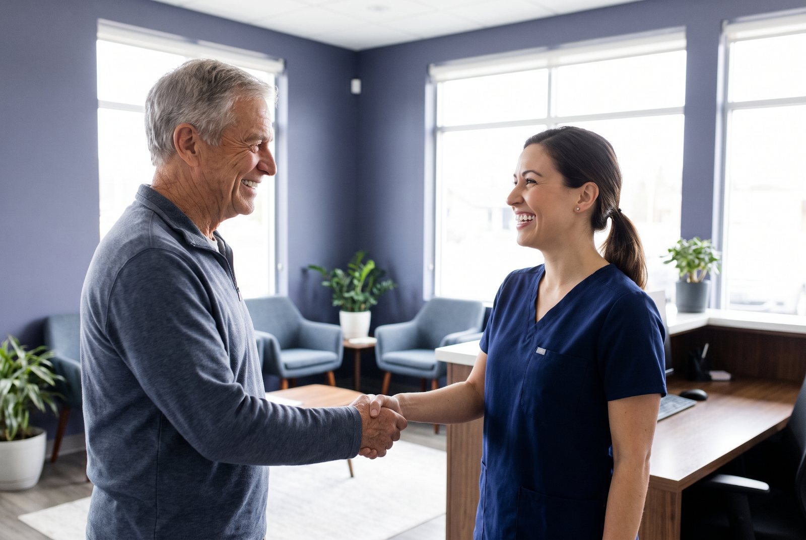 A patient at the end of an appointment