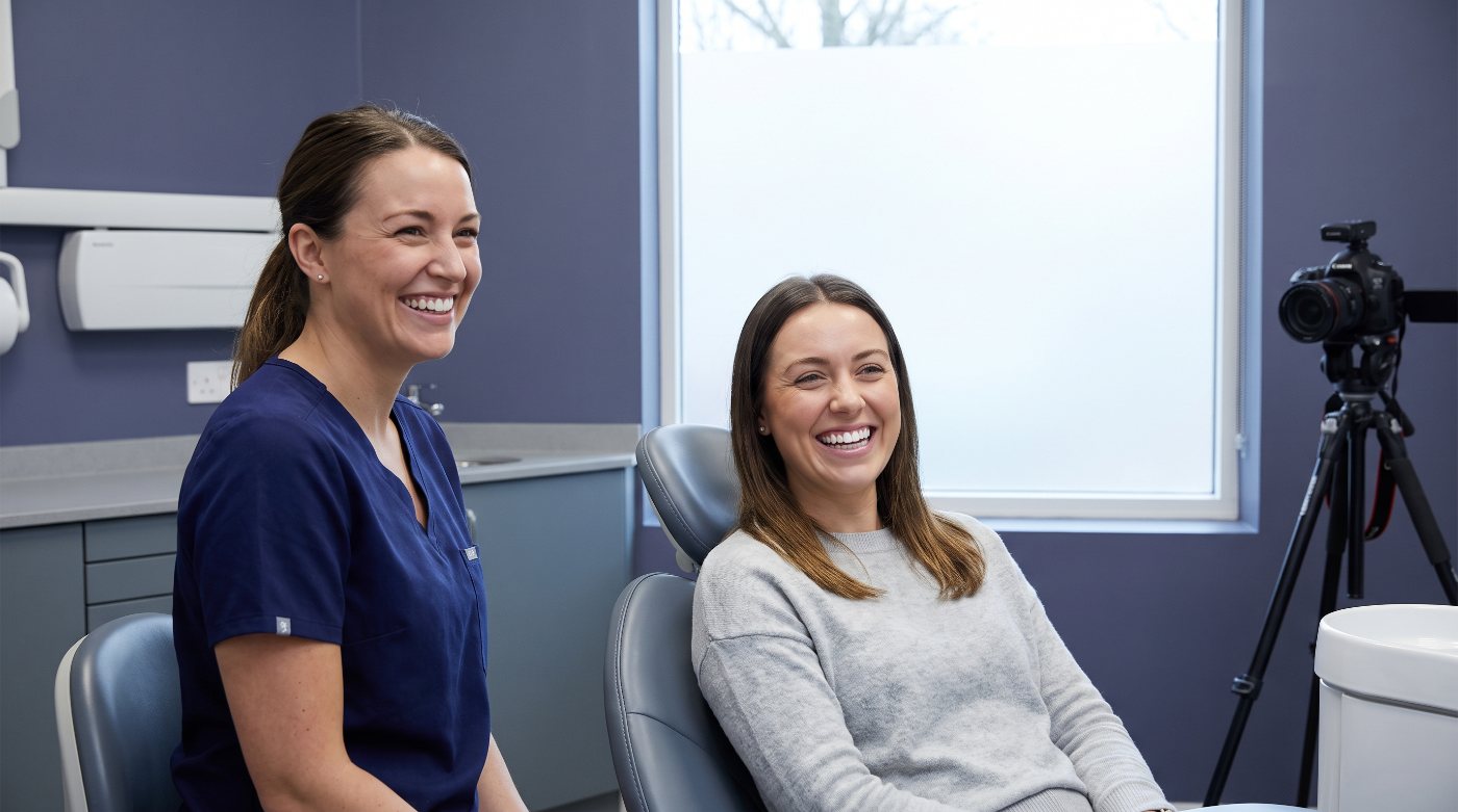 Hygienist and patient at the end of a cleaning